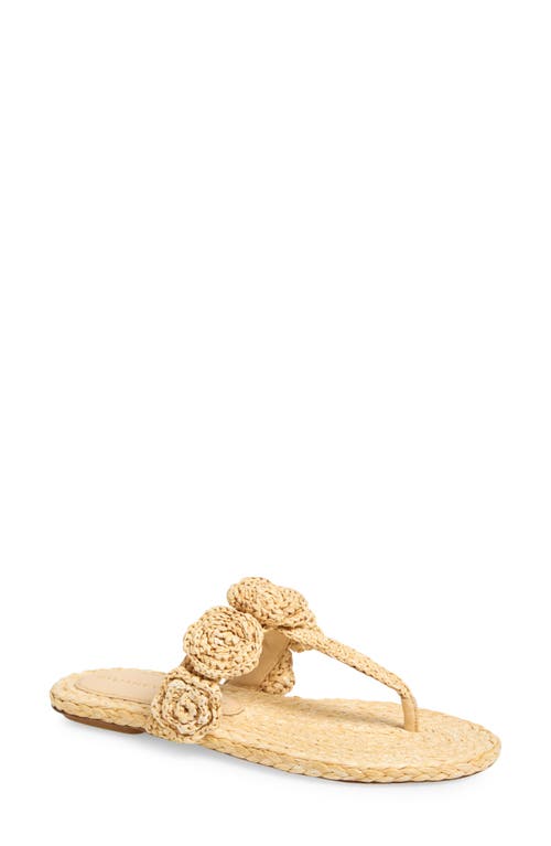 Stuart Weitzman Floral Braided Open Toe Flat Sandals In Natural