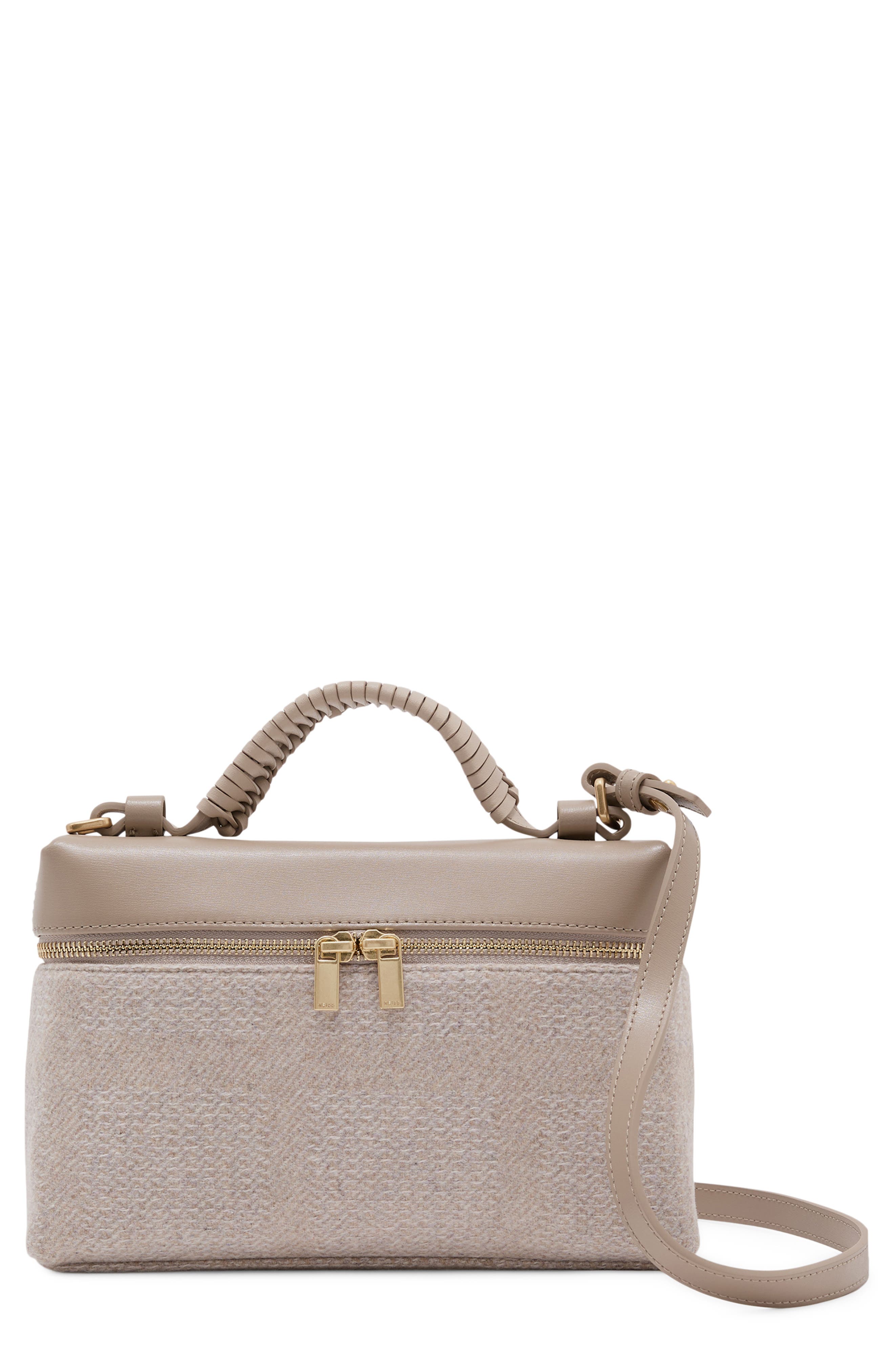 Ines Herringbone Mini Crossbody Bag, Main, color, NEUTRAL