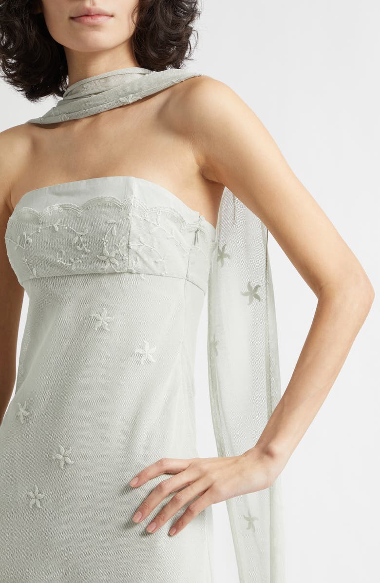 POSSE Strapless Silk & Tulle Scarf Dress, Alternate, color, Seafoam