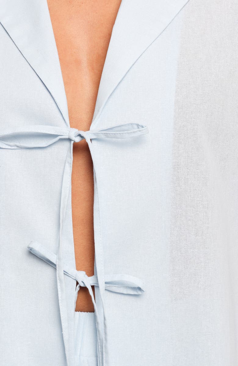 Petal & Pup Aaliyah Cotton & Linen Tie Front Top, Alternate, color, Pale Blue