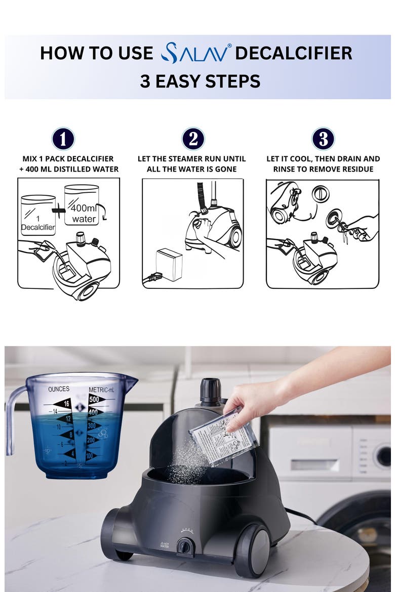 10-Pack Garment Steamer Descaling Solution Decalcifier Packets, Alternate, color, WHITE