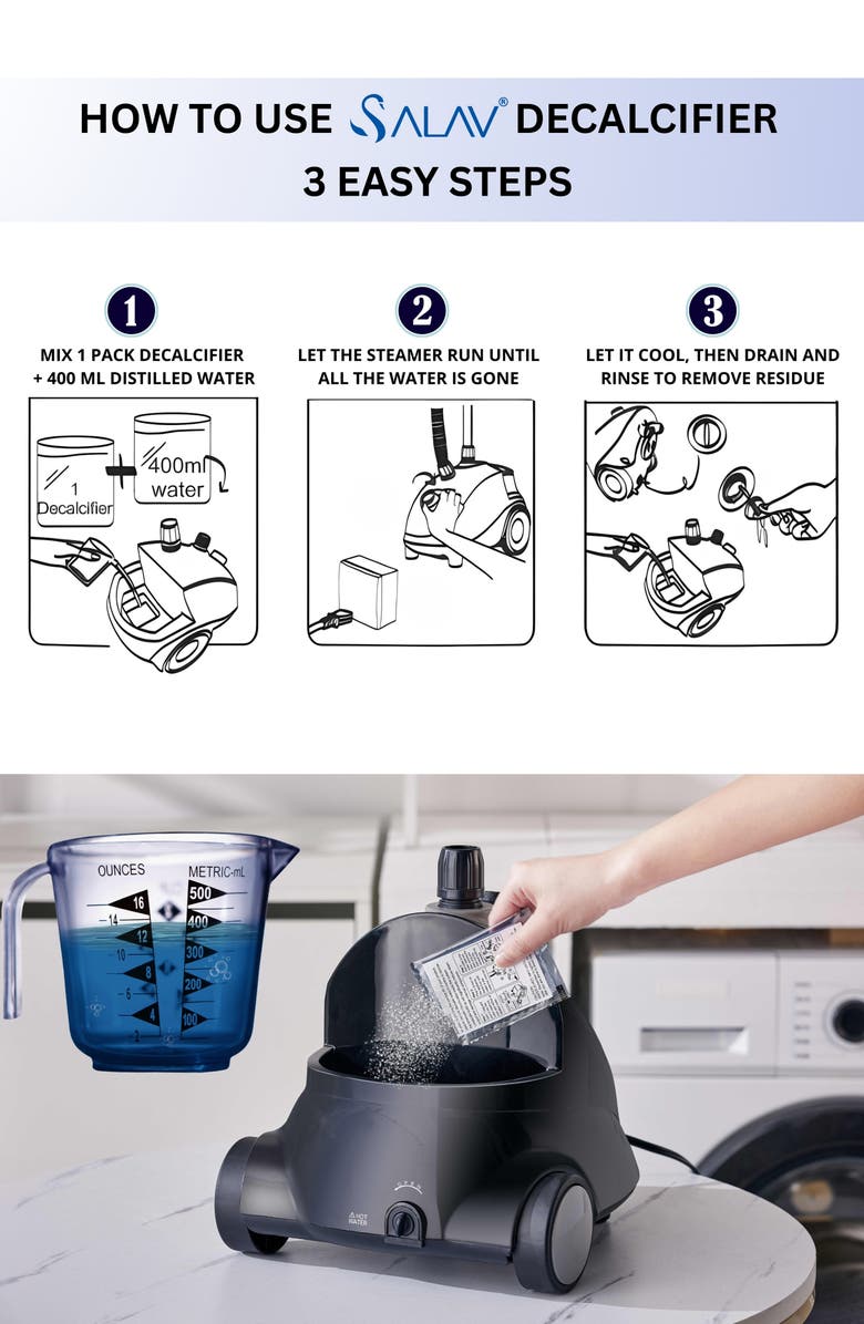 SALAV 10-Pack Garment Steamer Descaling Solution Decalcifier Packets, Alternate, color, White