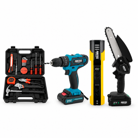 Flashlight & Red Strobe, Mini Chainsaw, Cordless Drill & Tool Kit
