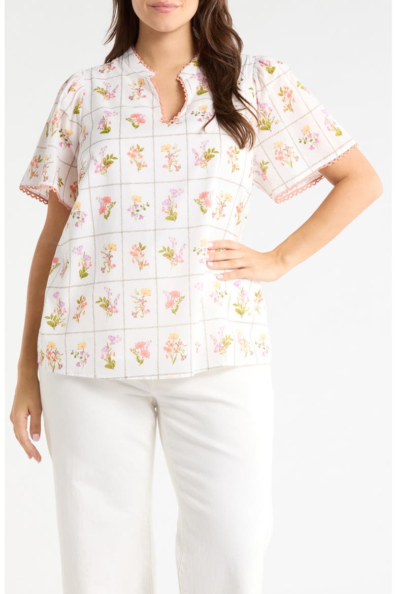 Diane Floral Print Top, Main, color, CORAL-MULTI