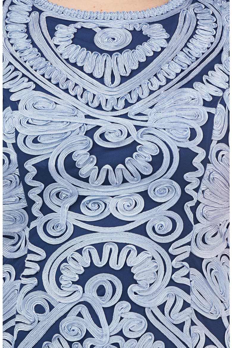 Soutache Mesh Midi Dress, Alternate, color, NAVY SKY
