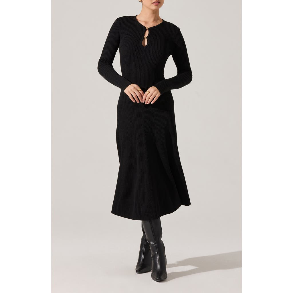Astr The Label Fallyn Rib Long Sleeve Sweater Dress In Black