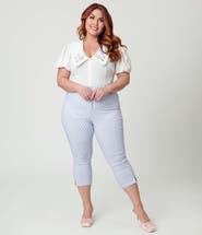 Unique Vintage Plus Size Short Sleeve Oversized Collar Blouse