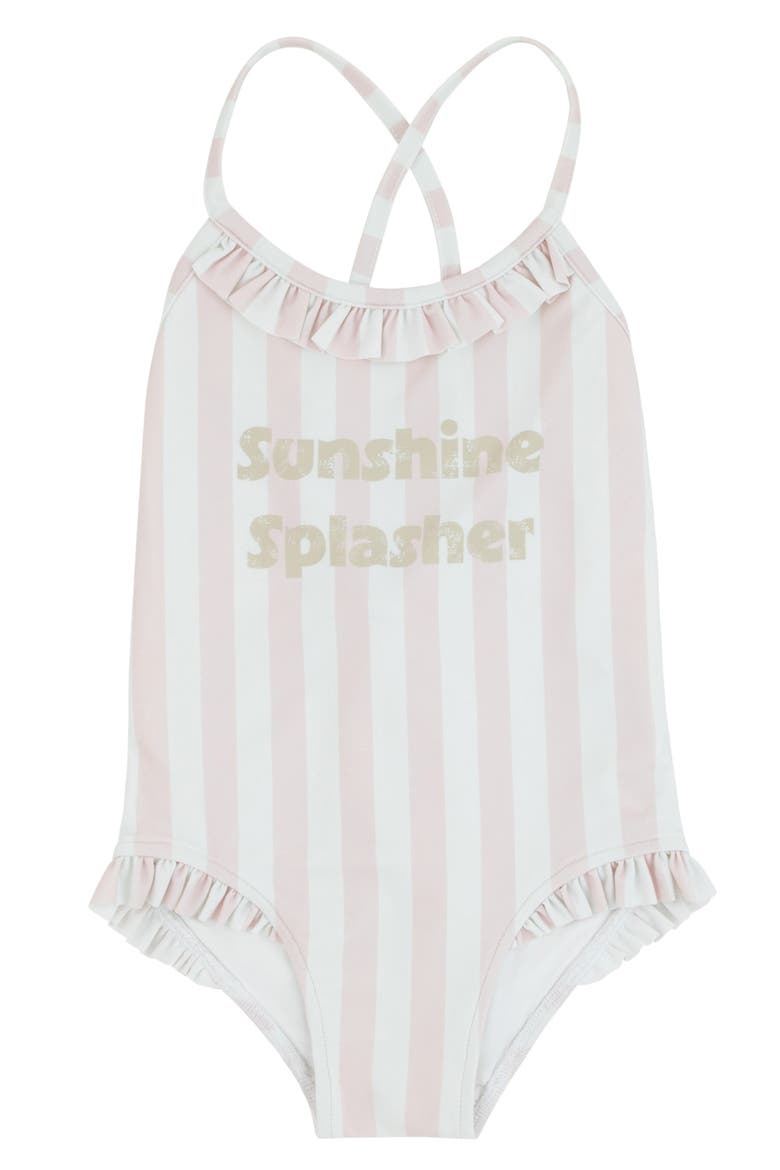 Sunshine Splasher Bathing Suit, Main, color, Pale Pink / White