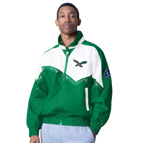 Men
s Pro Player White/Kelly Green Philadelphia Eagles Retro Tape II Lightweight Full-Zip Jacket