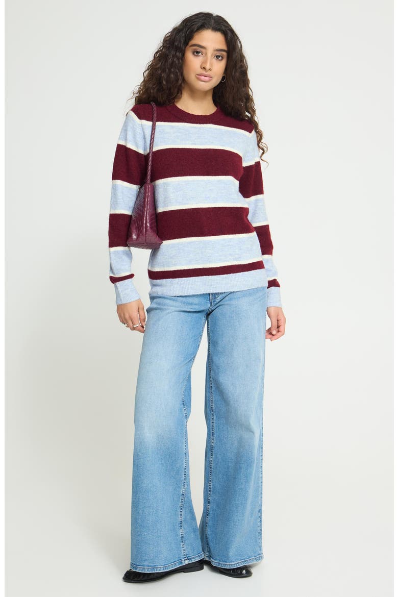 Ihedeen Striped Crew Neck Sweater, Alternate, color, RHODODENDRON W BLUE