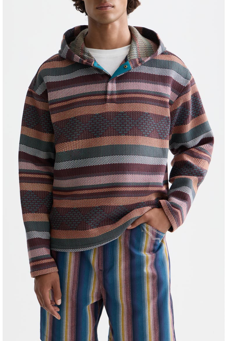 Relaxed Fit Stripe Jacquard Hoodie, Main, color, PIXEL STRIPE JACQUARD