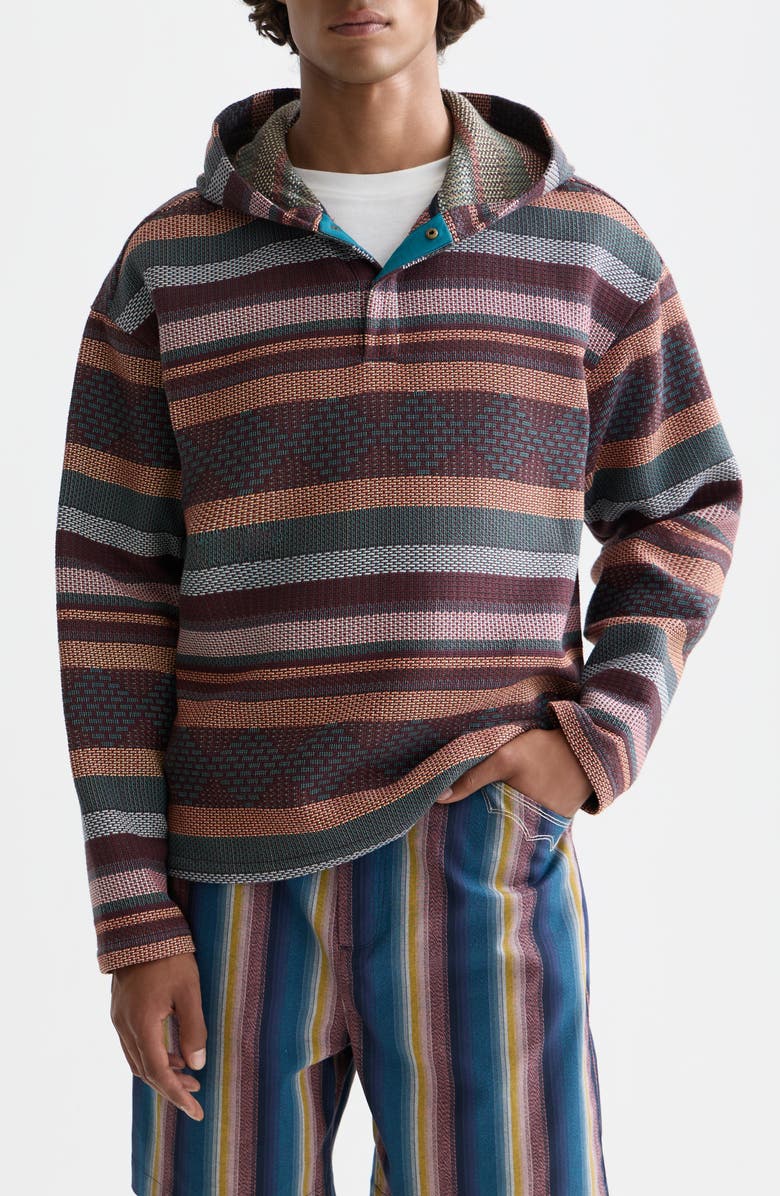 Scotch & Soda Relaxed Fit Stripe Jacquard Hoodie, Main, color, Pixel Stripe Jacquard