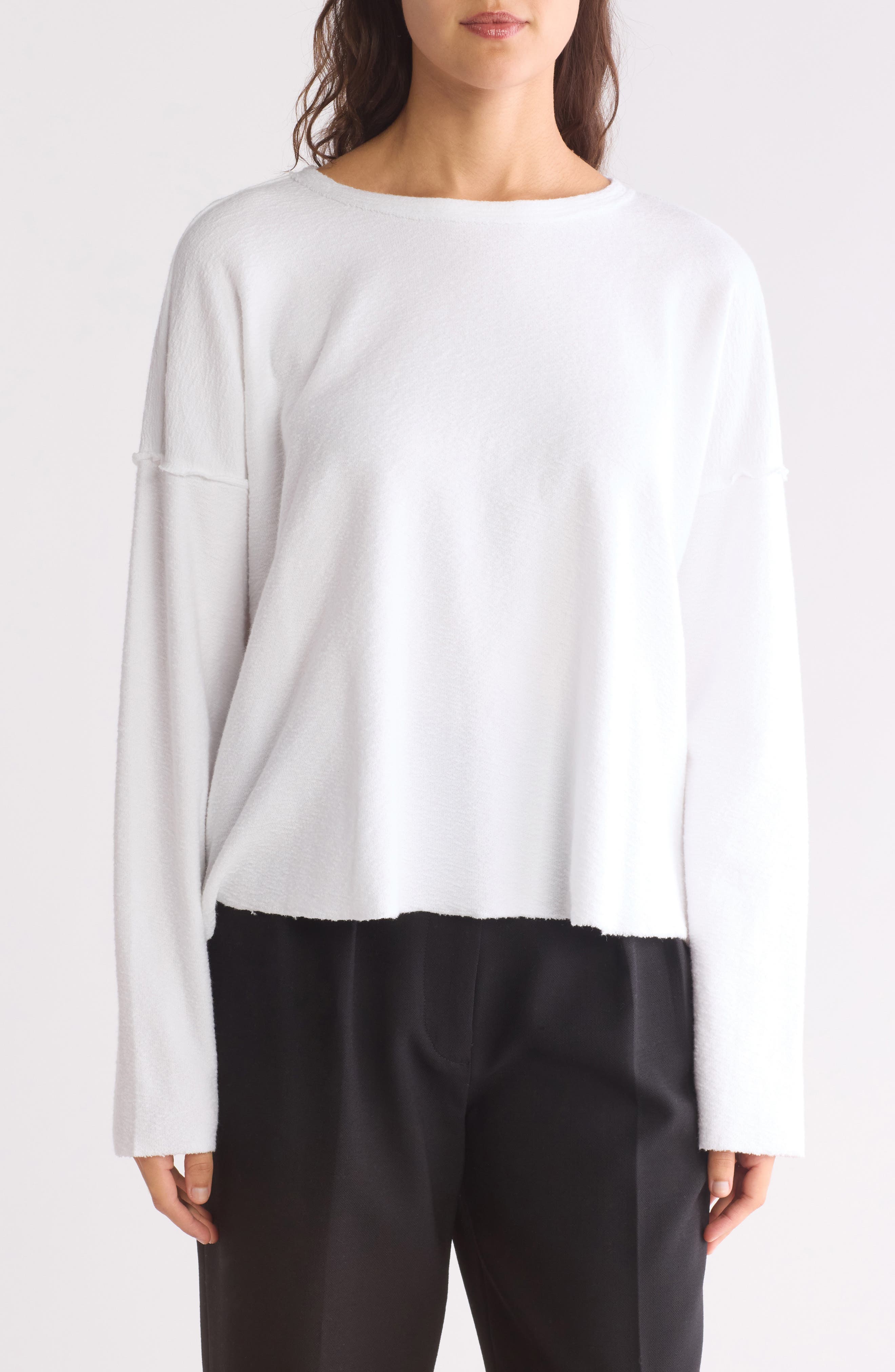 Eileen Fisher Long Sleeve Boxy Organic Cotton Top