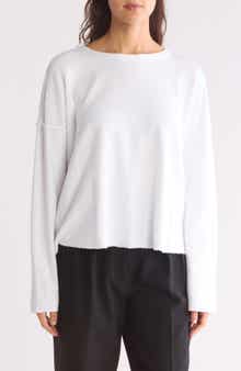 Eileen Fisher Long Sleeve Boxy Organic Cotton Top
