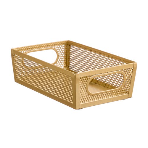 Mdesign Perforated Metal Storage Bin With Handles In Brown