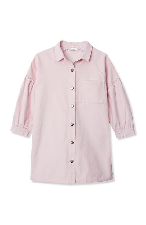 Girls 3/4 Sleeve Corduroy Shirt Dress