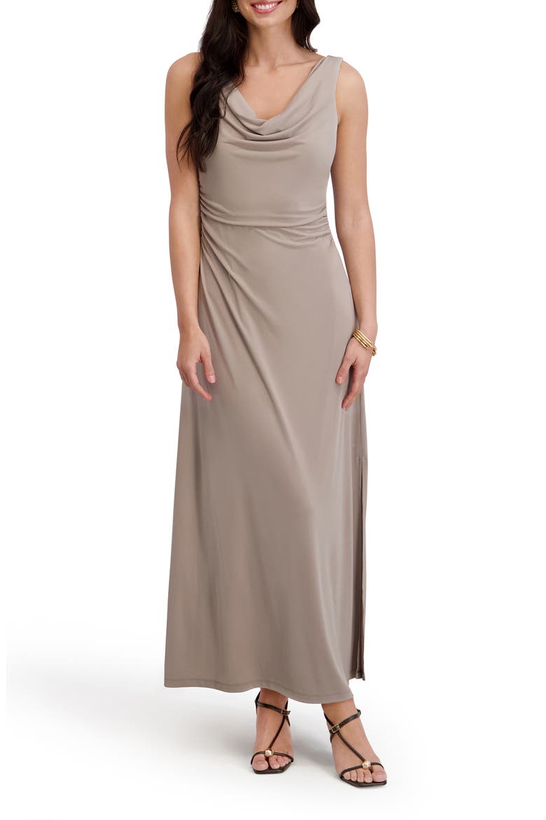 Cowl Neck Midi Sundress, Main, color, TAUPE