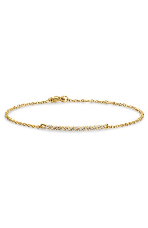 18k Gold Diamond Smile Chain Bracelet