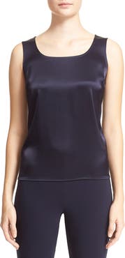 ST. JOHN Collection Liquid Satin Round Neck Shell