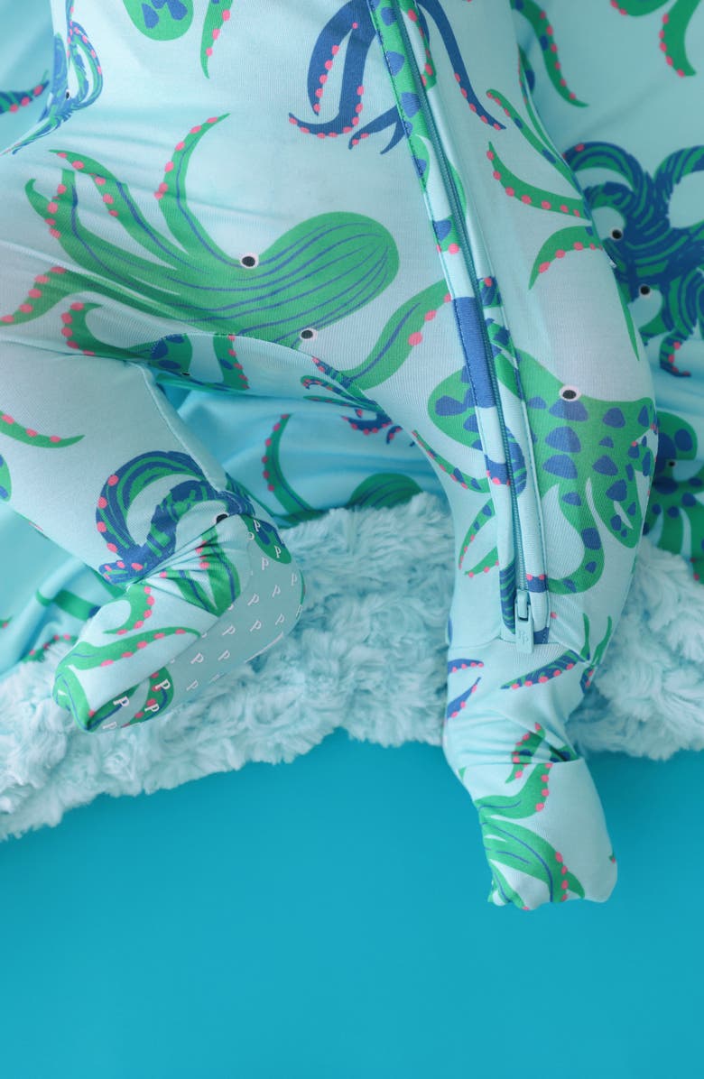 Posh Peanut Fitted Convertible One-Piece Pajamas, Alternate, color, Blue