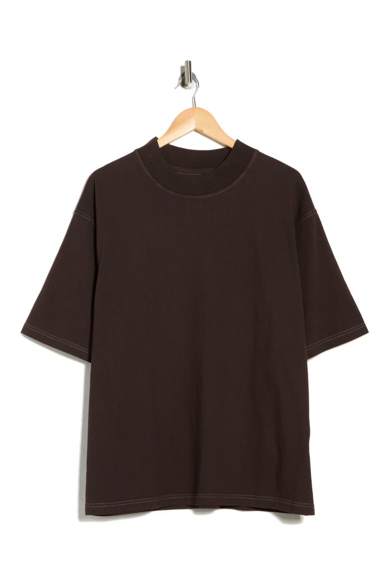 Mock Neck Oversized T-Shirt, Alternate, color, DARK EARTH