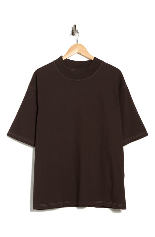 Asrv Mock Neck Oversized T-shirt In Brown