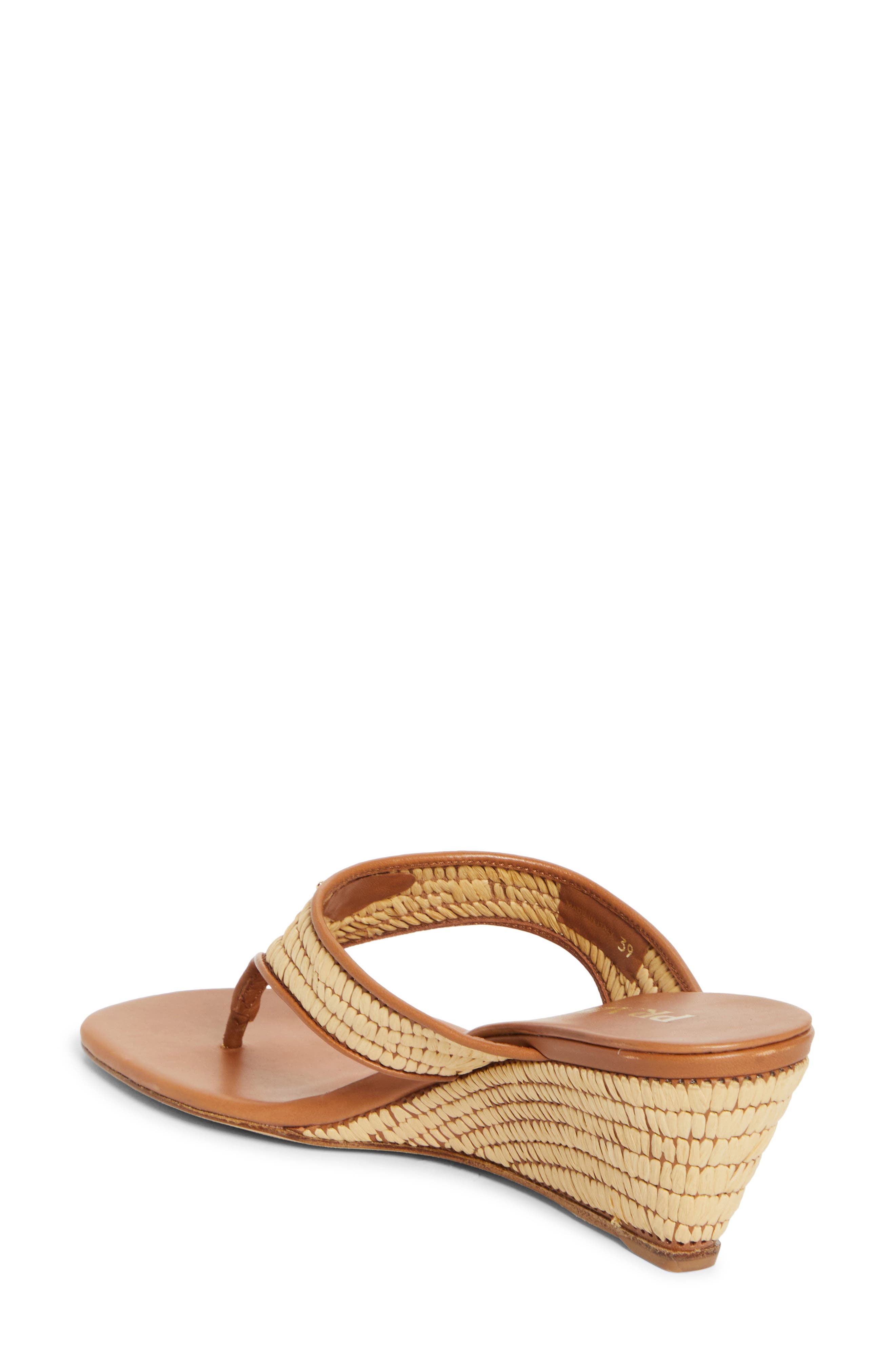 Prada Raffia Wedge Sandal, Alternate, color, 