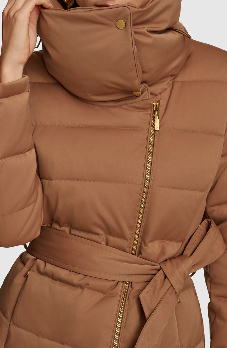 Donna Karan New York Water Resistant Belted Puffer Coat, Alternate, color, Antiq.gold