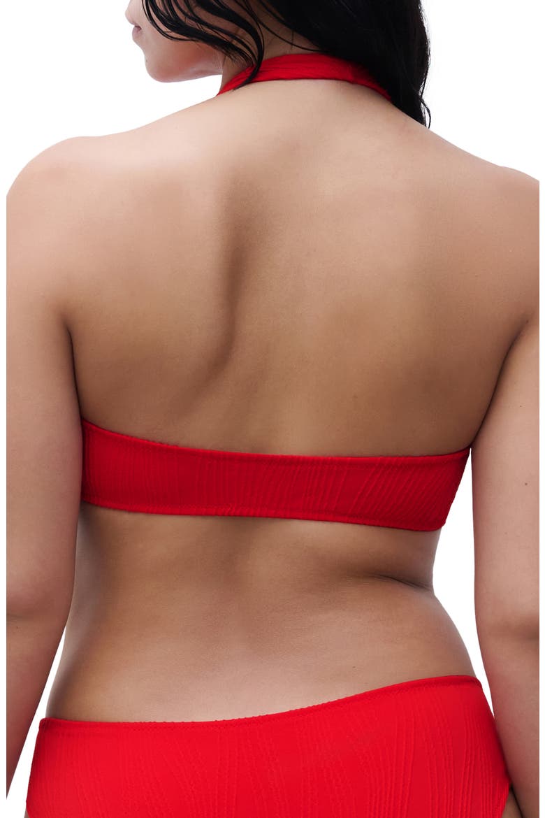 Textured Tie Front Bikini Top, Alternate, color, CHERRY RED