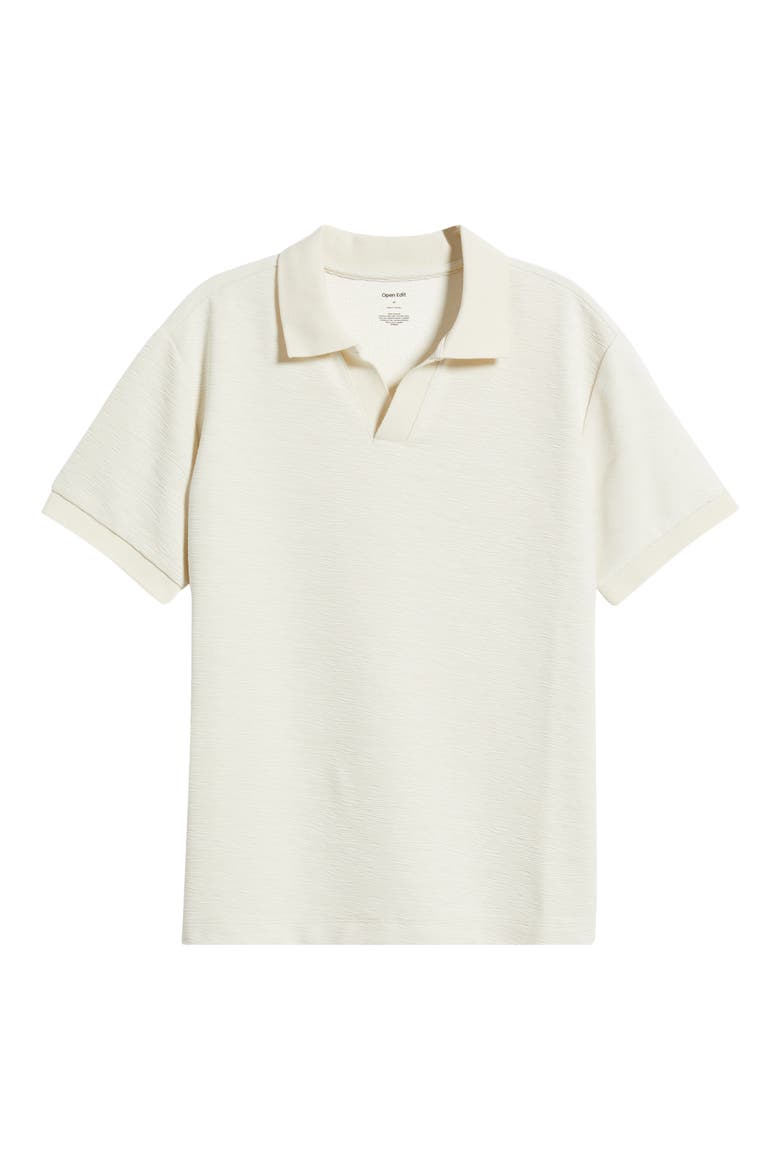 Wave Texture Johnny Collar Polo, Alternate, color, IVORY DOVE
