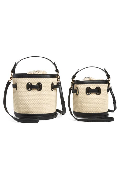 Mali + Lili Gina Set Of 2 Twinning Straw Bucket Bags In Multi