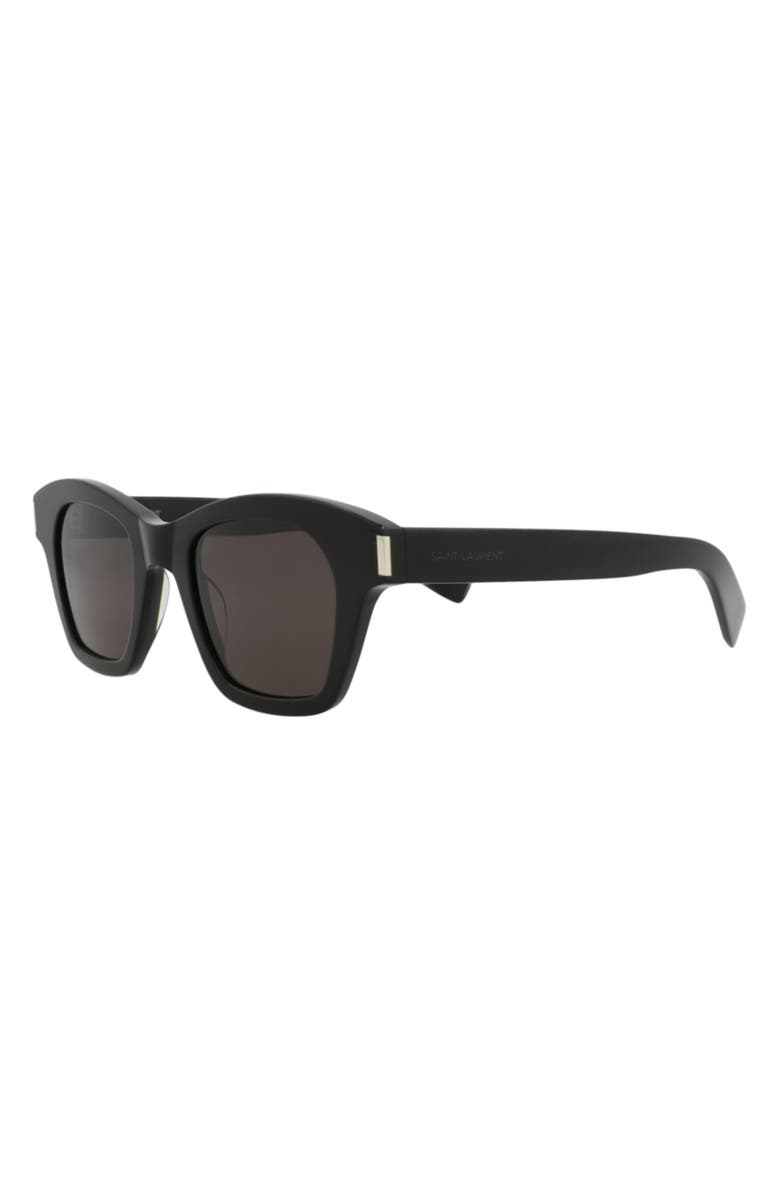 Saint Laurent 47mm Polarized Square Sunglasses, Alternate, color, Black Black Black