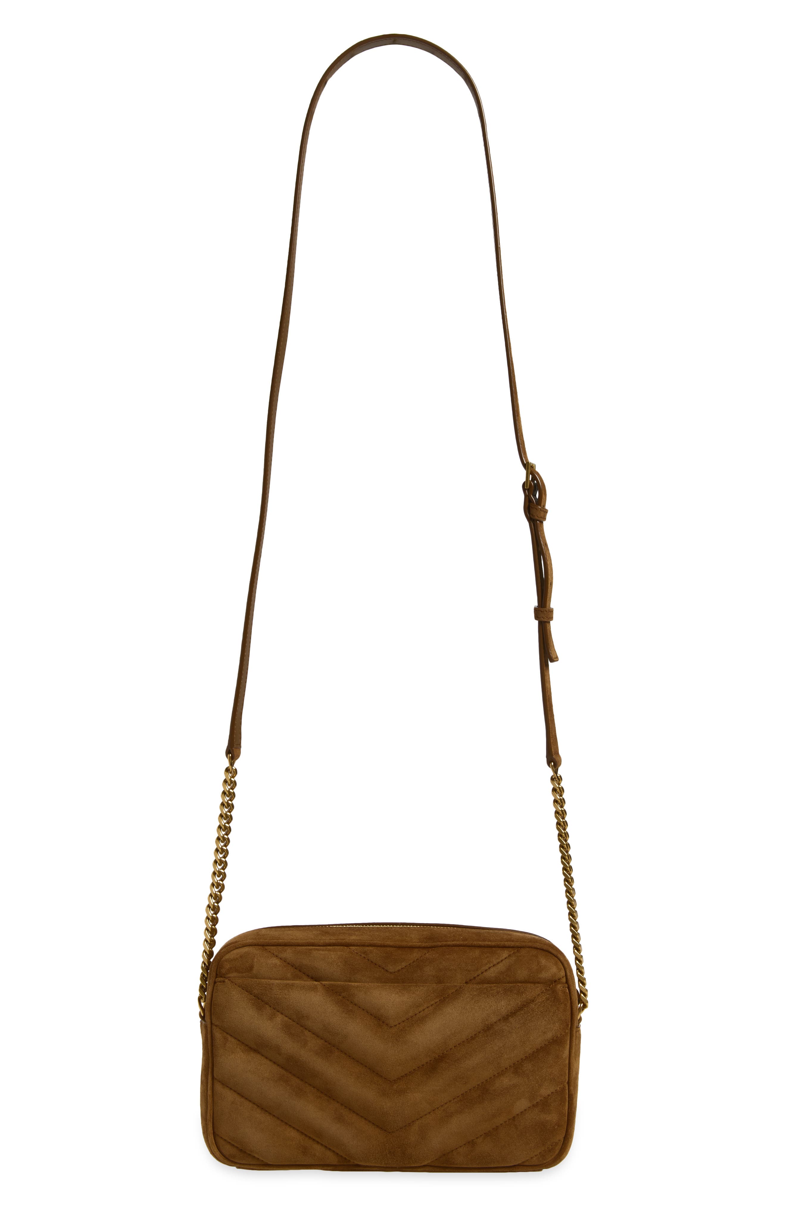 Loulou Matelassé Suede Camera Bag, Alternate, color, CARAMEL COGNAC