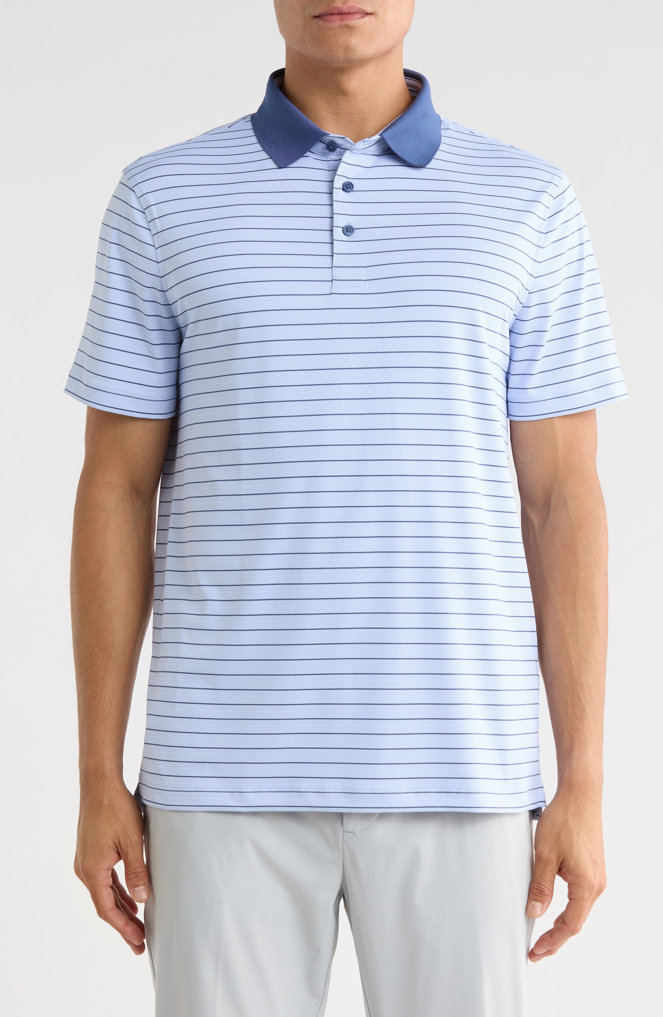 G/fore Herringbone Stripe Performance Polo In Willow