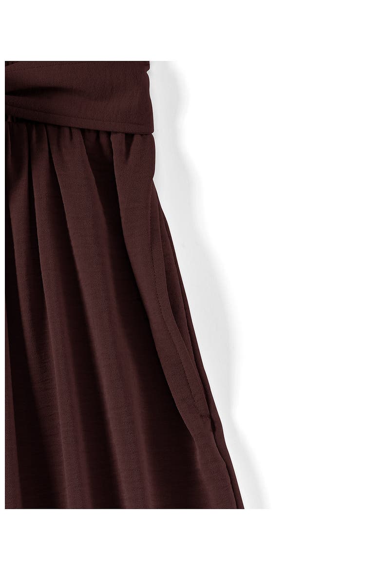 Plus Size Sleeveless Creaseless Wrap Jumpsuit with Smocked Waist, Alternate, color, Rich Seal Brown