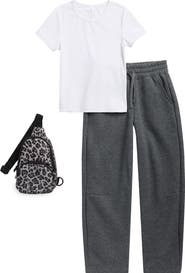 YOGALICIOUS Kids' Mabel T-Shirt, Joggers & Mini Backpack 3-Piece Set