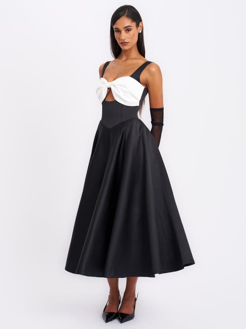 Miss Circle Women Edda Black Maxi Gown With White Bow In Black