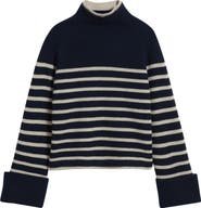 rag & bone Stripe Wool Cuff Sleeve Funnel Neck Sweater