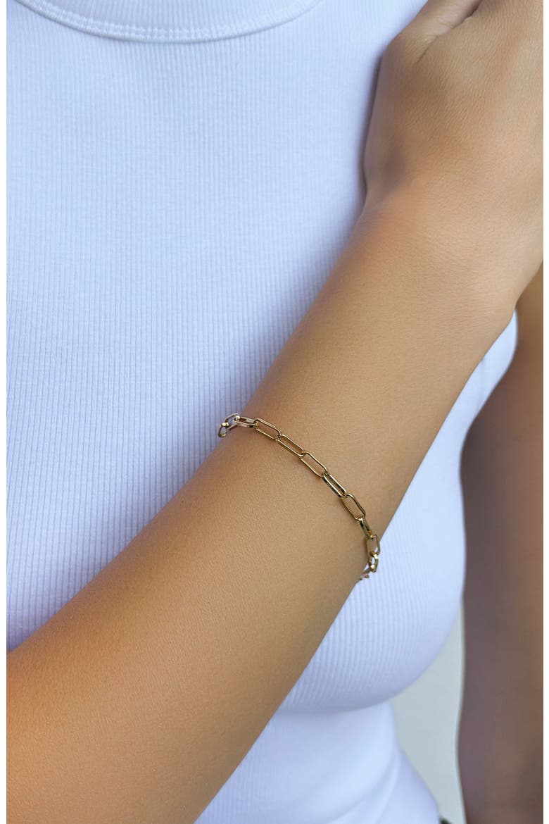 Tarnish Resistant 18K Gold Plated Paper Clip Chain Bracelet, Alternate, color, GOLD
