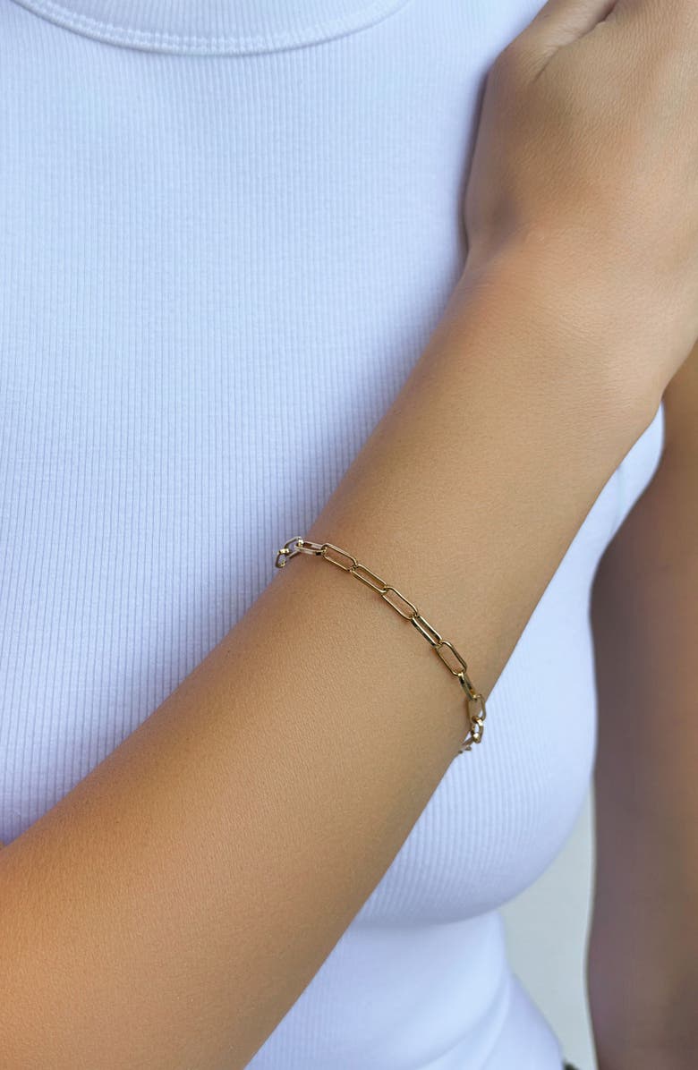 Adornia Tarnish Resistant 18K Gold Plated Paper Clip Chain Bracelet, Alternate, color, Gold