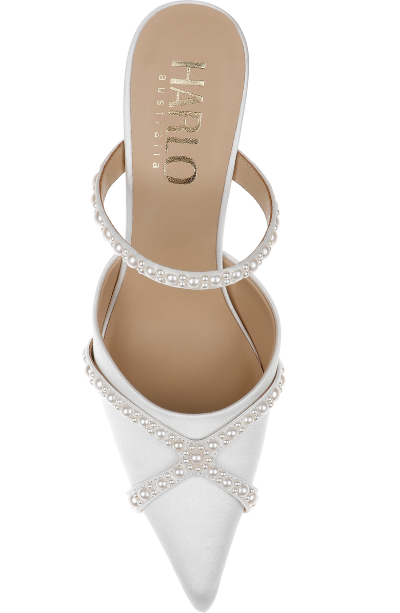 HARLO Grace Bridal Stiletto Mule with Pearl Detailing, Alternate, color, Soft White Satin