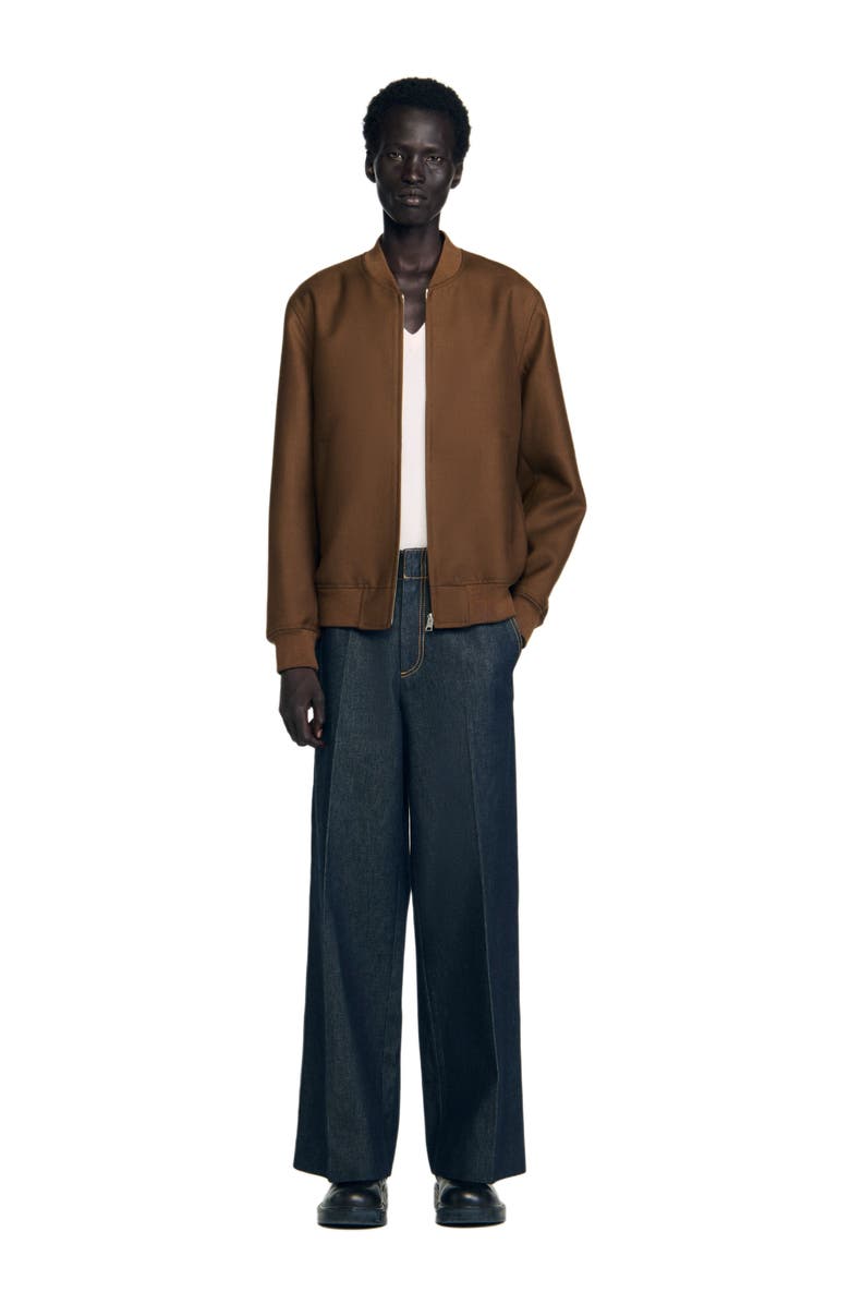 SANDRO Zip-up jacket, Alternate, color, Tobacco Brown