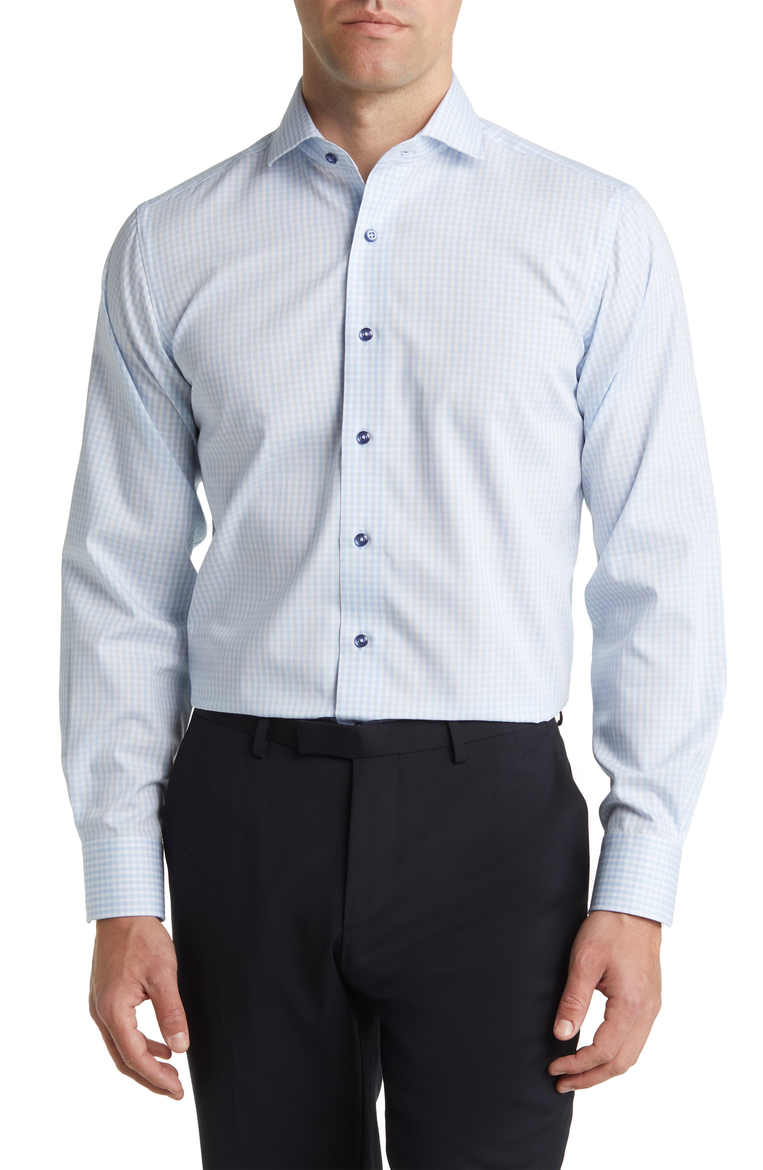 Trim Fit Heathered Gingham Dress Shirt