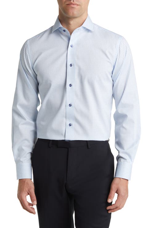 Trim Fit Heathered Gingham Dress Shirt