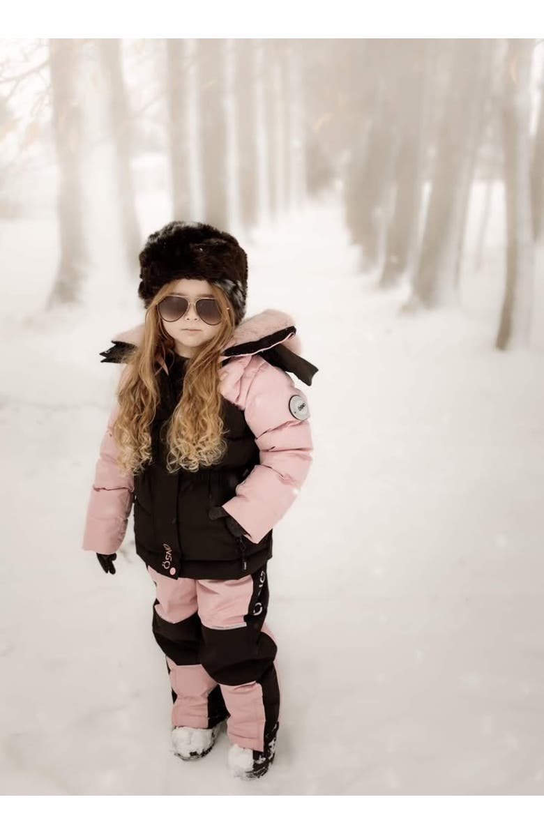 ÖSNO Angel Luxury Snowsuit Complete With Plush Blush Fur Accents, Alternate, color, Pink Fur