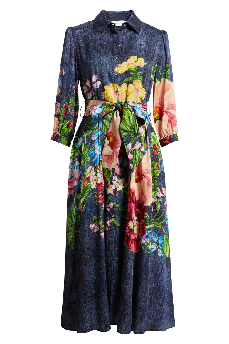 The Johanna Floral & Denim Print Dress, Alternate, color, DENIM GARDEN PRINT