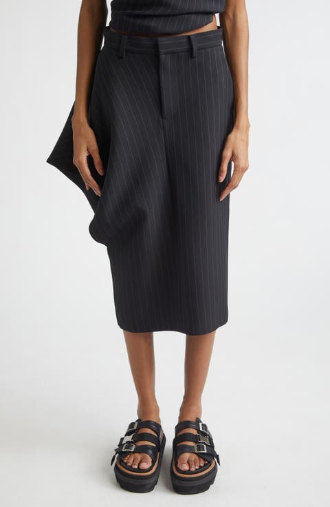 Pinstripe Twill Skirt