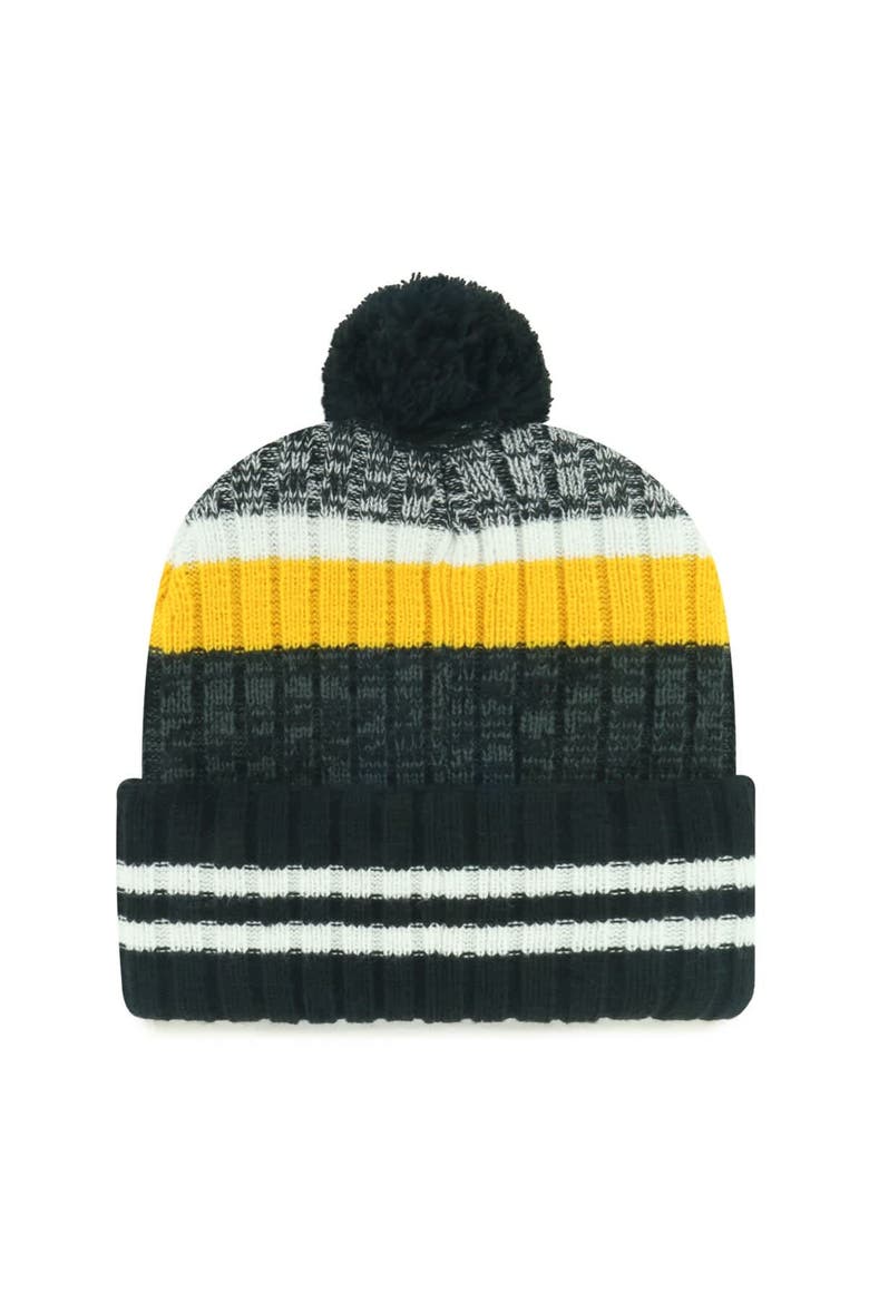 Men's '47 Pittsburgh Steelers Quiver Cuffed Knit Hat with Pom, Alternate, color, Black