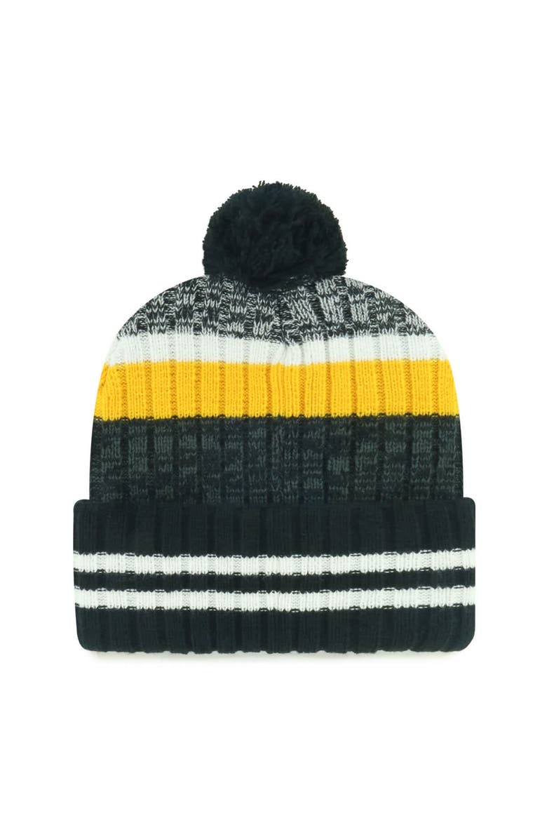 '47 Men's '47 Pittsburgh Steelers Quiver Cuffed Knit Hat with Pom, Alternate, color, Black