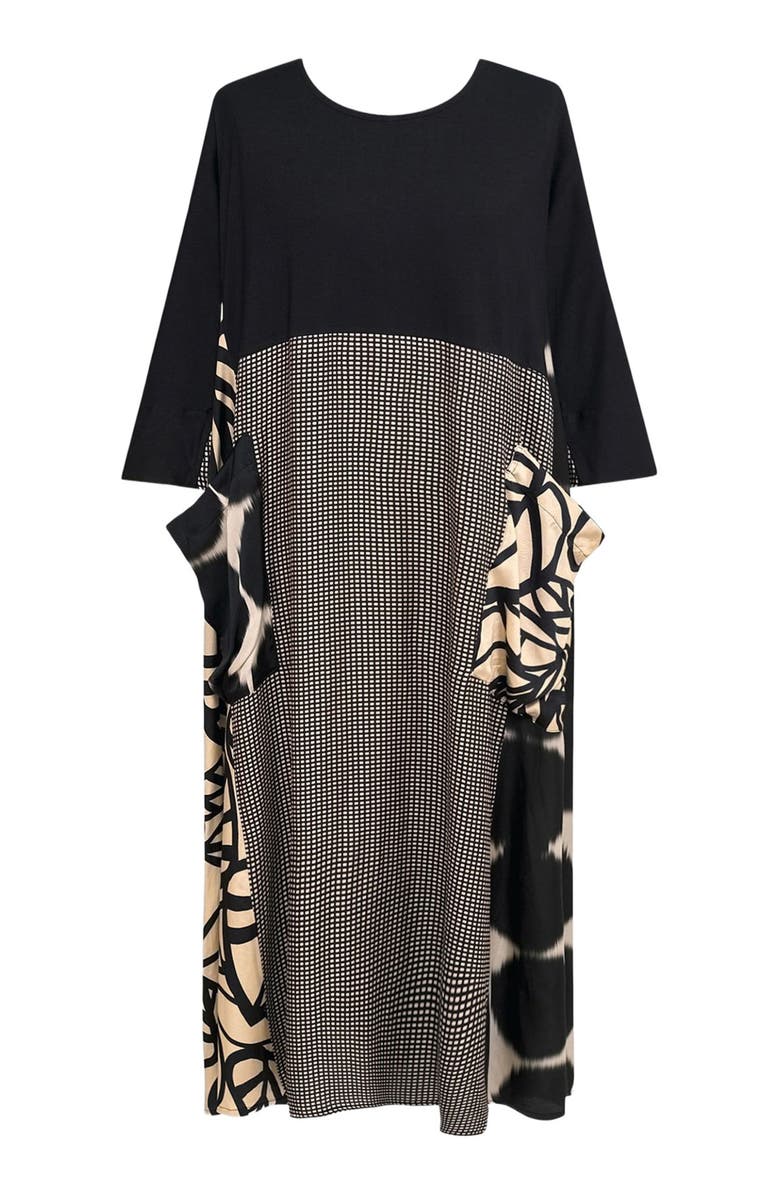 Alembika Serene print mixed media maxi dress, Alternate, color, 